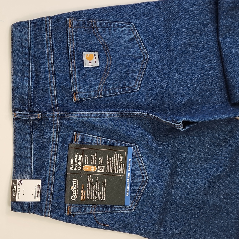 NWT CARHARTT 31×33.5 Flame Resistant Relaxed Fit Straight leg Jeans FLAW…